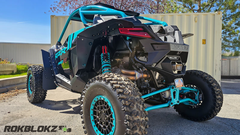 2025 Polaris RZR Pro R Featuring Rokblokz Fender Kit in Black - driver rear corner