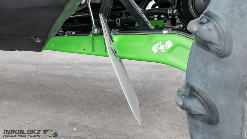 Side angle of 2026 Kawasaki Teryx H2 with Rokblokz rear mud flaps installed