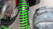Close up of Rokblokz trailing arm mud flap protecting Kawasaki Teryx H2 suspension