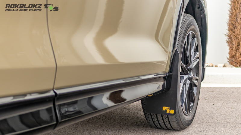 2017-2025 Mazda CX-5 Featuring Rokblokz Rally Mud Flaps with Gold logo - Front Flap