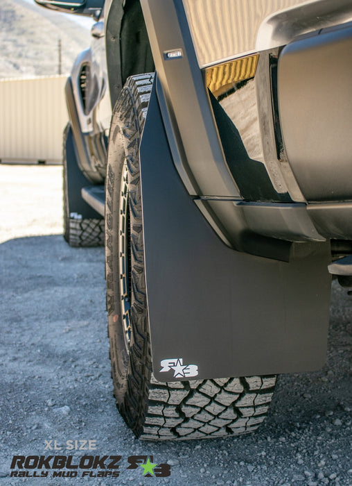 2022+ Ram TRX RHO Featuring Rokblokz mud flaps in XL Size - rear flap