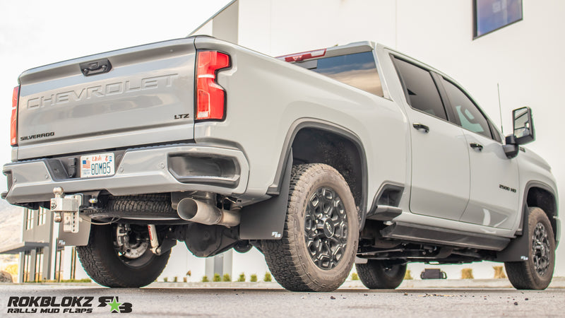 2020+ Chevrolet Silverado 2500/3500HD Featuring Rokblokz Mud Flaps with splash guard delete - Passenger