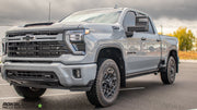 2020+ Chevrolet Silverado 2500/3500HD Featuring Rokblokz Mud Flaps with splash guard delete - front view