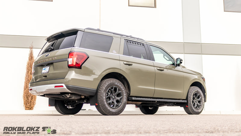 2024 Ford Expedition Timberline featuring Rokblokz Rally Mud Flaps in black - Passenger side