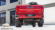 Rokblokz Step-Back Mud Flaps installed on 2020+ GMC Sierra 2500/3500HD back end view