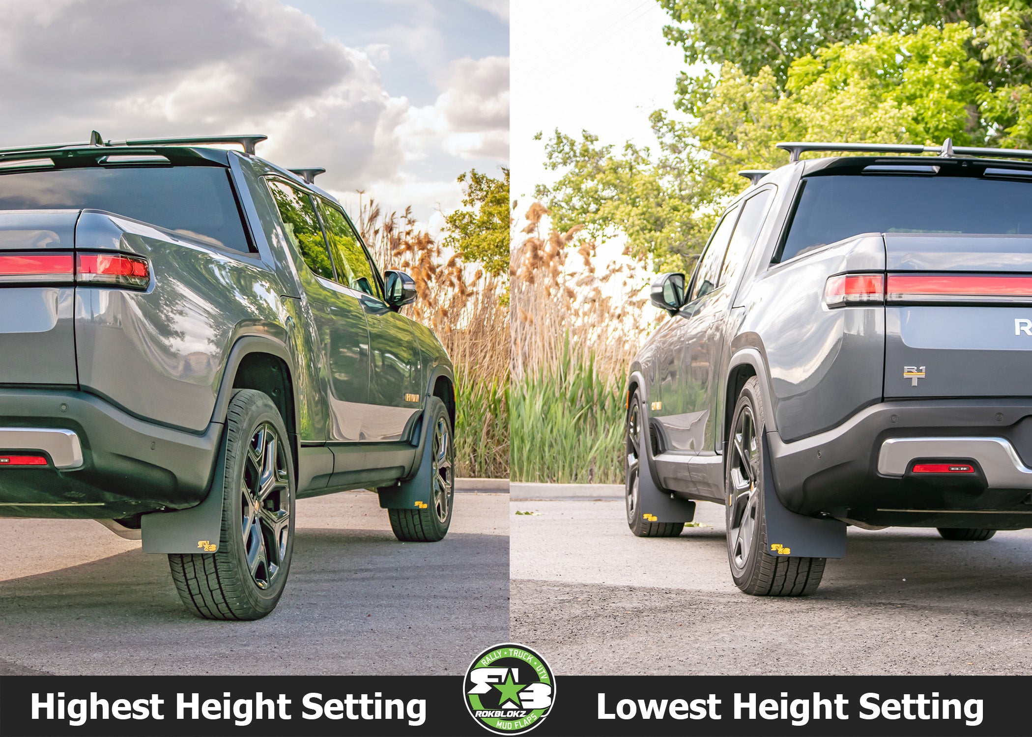 Rivian R1T 2022+ Mud Flaps — RokBlokz Rivian R1T 2022+ Mud Flaps — RokBlokz