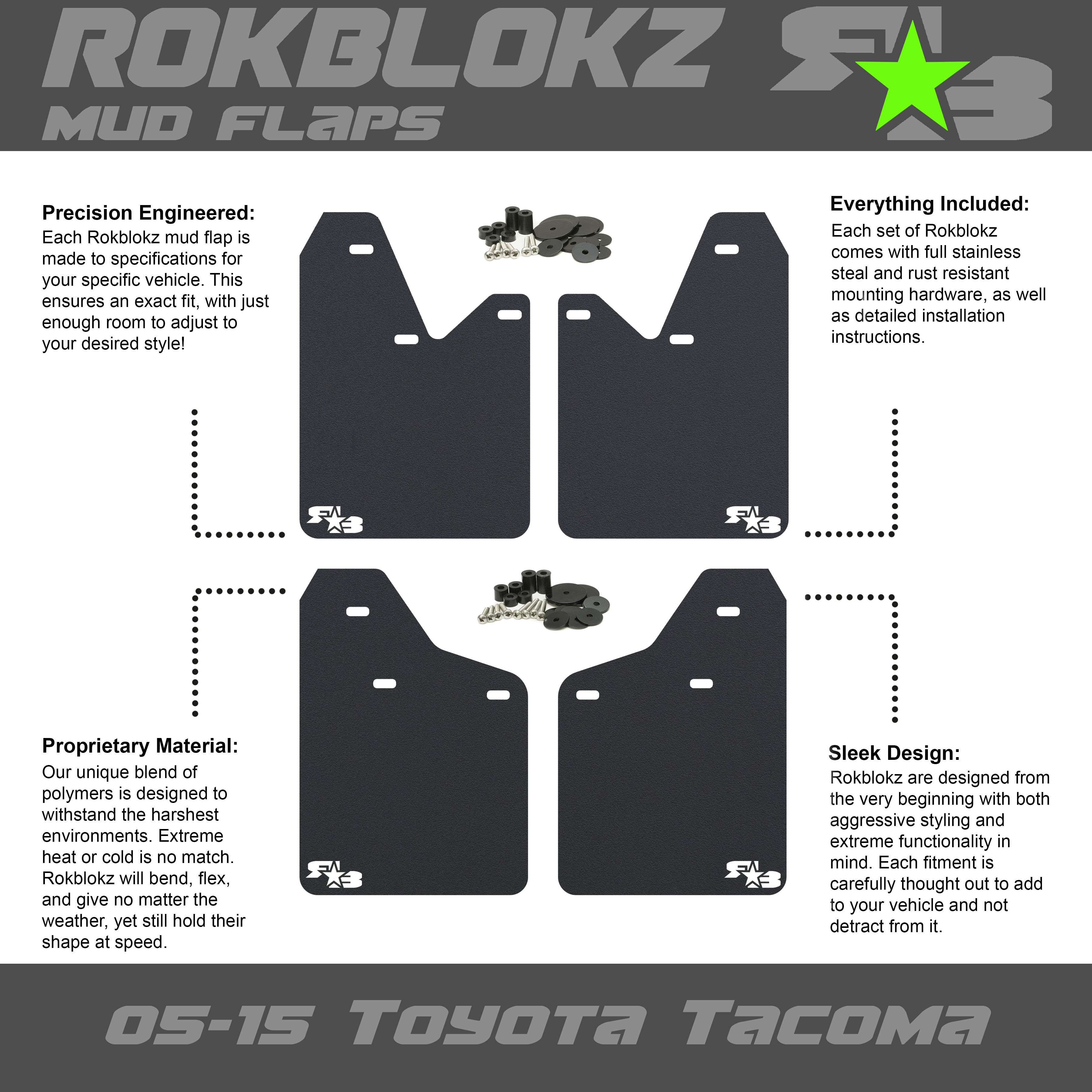 Toyota Tacoma (2nd Gen) 2005-2015 Mud Flaps — RokBlokz