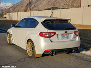 08-14 STI Hatch featuring Rokblokz Rally style Mud flaps in Olive Drab/red logo Original