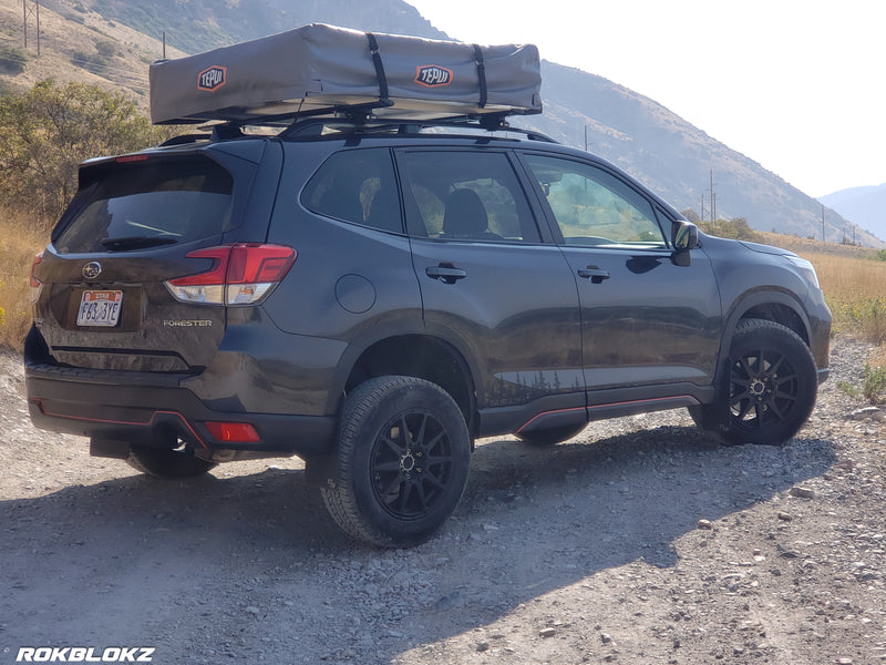 19 Forester featuring Rokblokz Mud Flaps in Black w/ Black logo Long