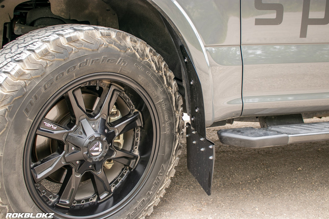 15-20 Ford F-150 Featuring Rokblokz Step Back Mud Flaps - front flap inside