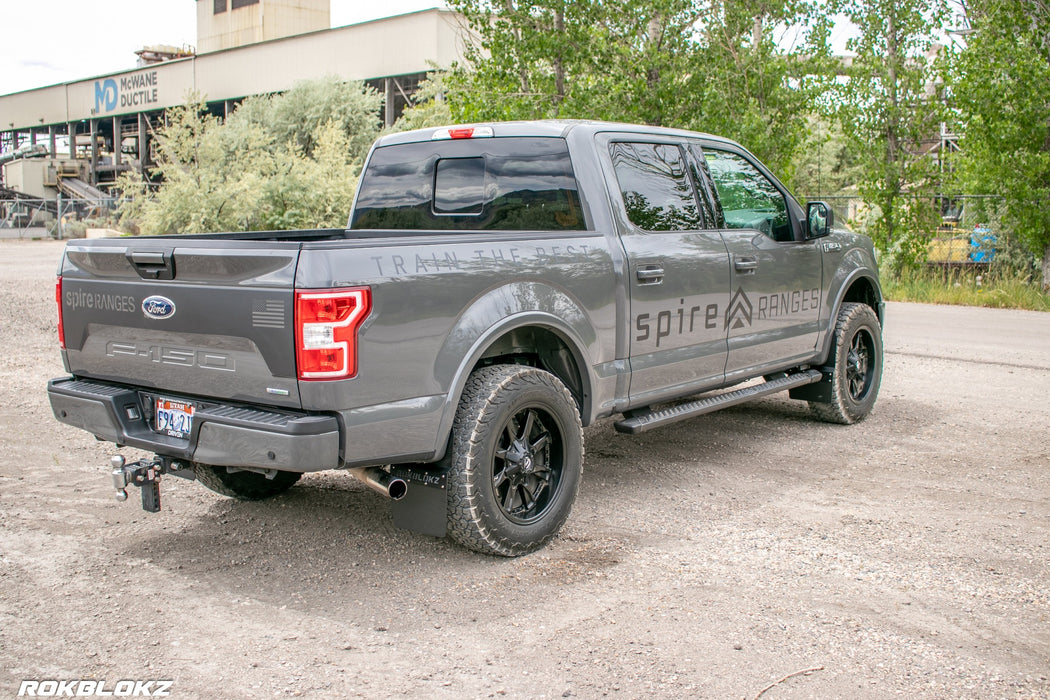 15-20 Ford F-150 Featuring Rokblokz Step Back Mud Flaps - passenger side