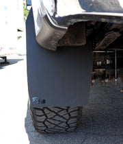 2019 Ford F350 Featuring Rokblokz Rally Style Mud Flaps - rear from 2nd angle