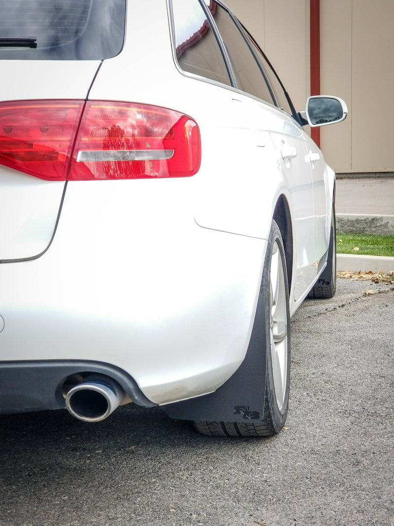 08-16 Audi A4 Wagon Featuring Rokblokz Rally Mud Flaps in Black - passenger side
