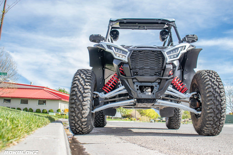 2020+ Kawasaki KRX 1000 FT. Rokblokz UTV Fender Kit, and mud flaps Front view