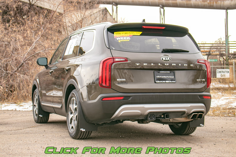 2020 Kia Telluride ft Rokblokz Rally Mud Flaps in Black w/ White Logos