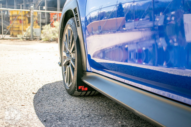 2022 Subaru WRX Featuring Rokblokz Rally Mud Flaps in Black - Front Flap 2