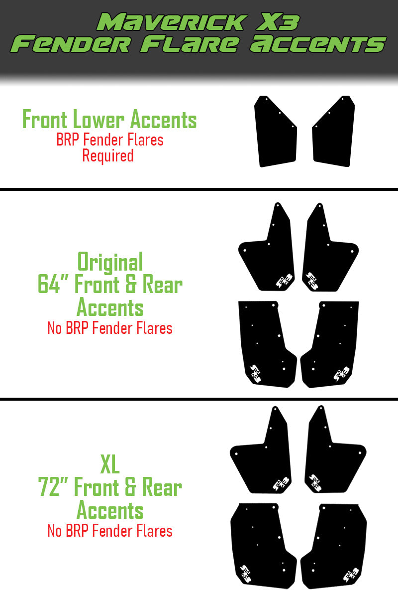 Maverick X3 Replacement Flaps - TRAILING ARM FLAPS or FLARE ACCENTS