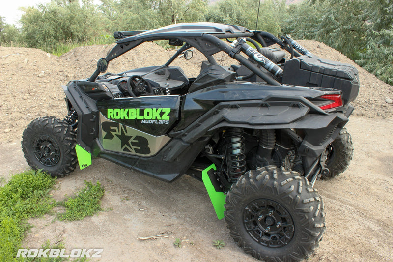 72" CanAm Maverick X3 FT. Rokblokz Trailing arm Mud Flaps